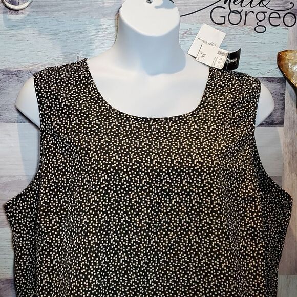 Maggie Barnes Sz 3X 26/28 Black White Polka Dot Sleeveless Shell Top Blouse Tank - Picture 3 of 7